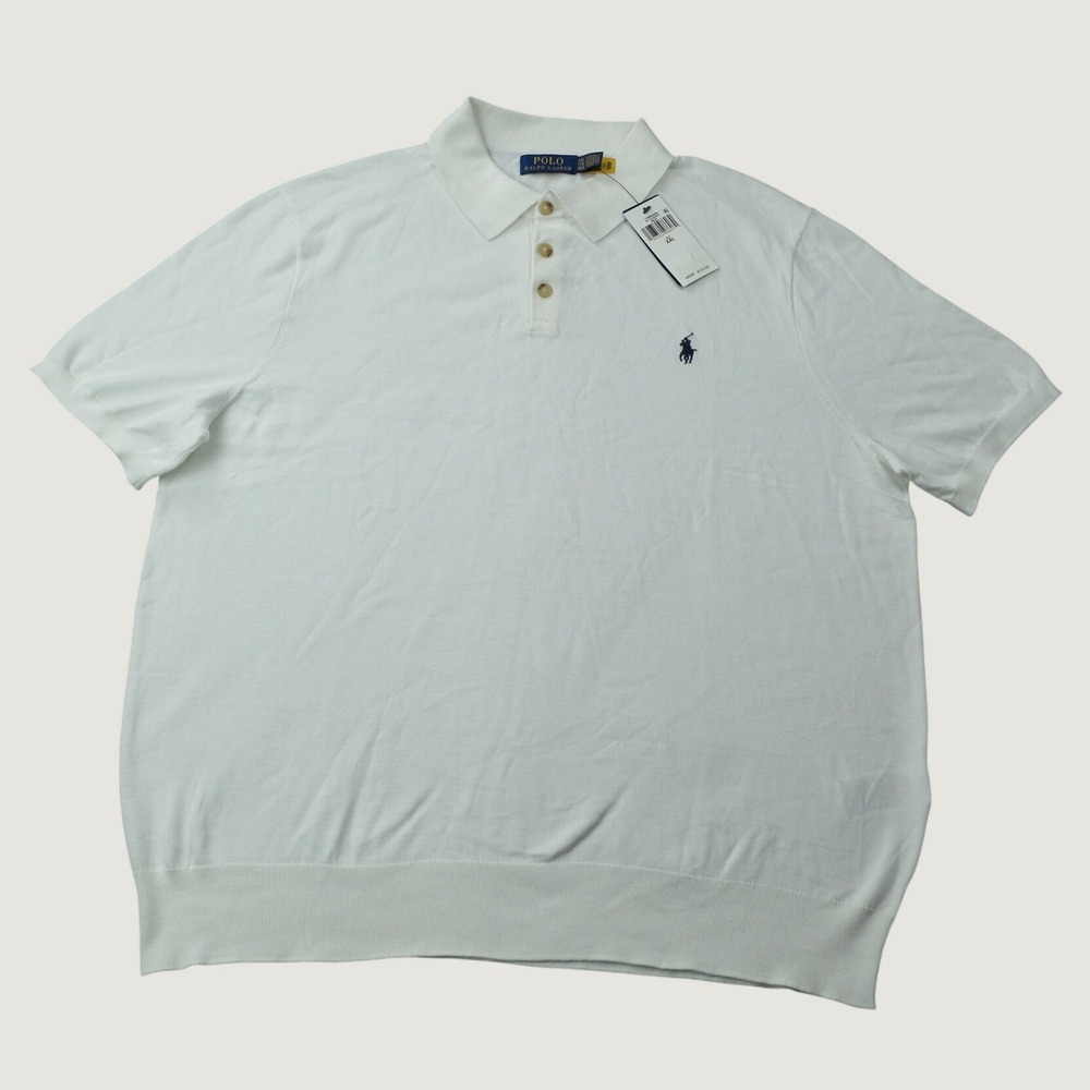 Polo Ralph Lauren Knit Shirt XXL White Cotton Classic Fit NWT Flaw MSRP $125